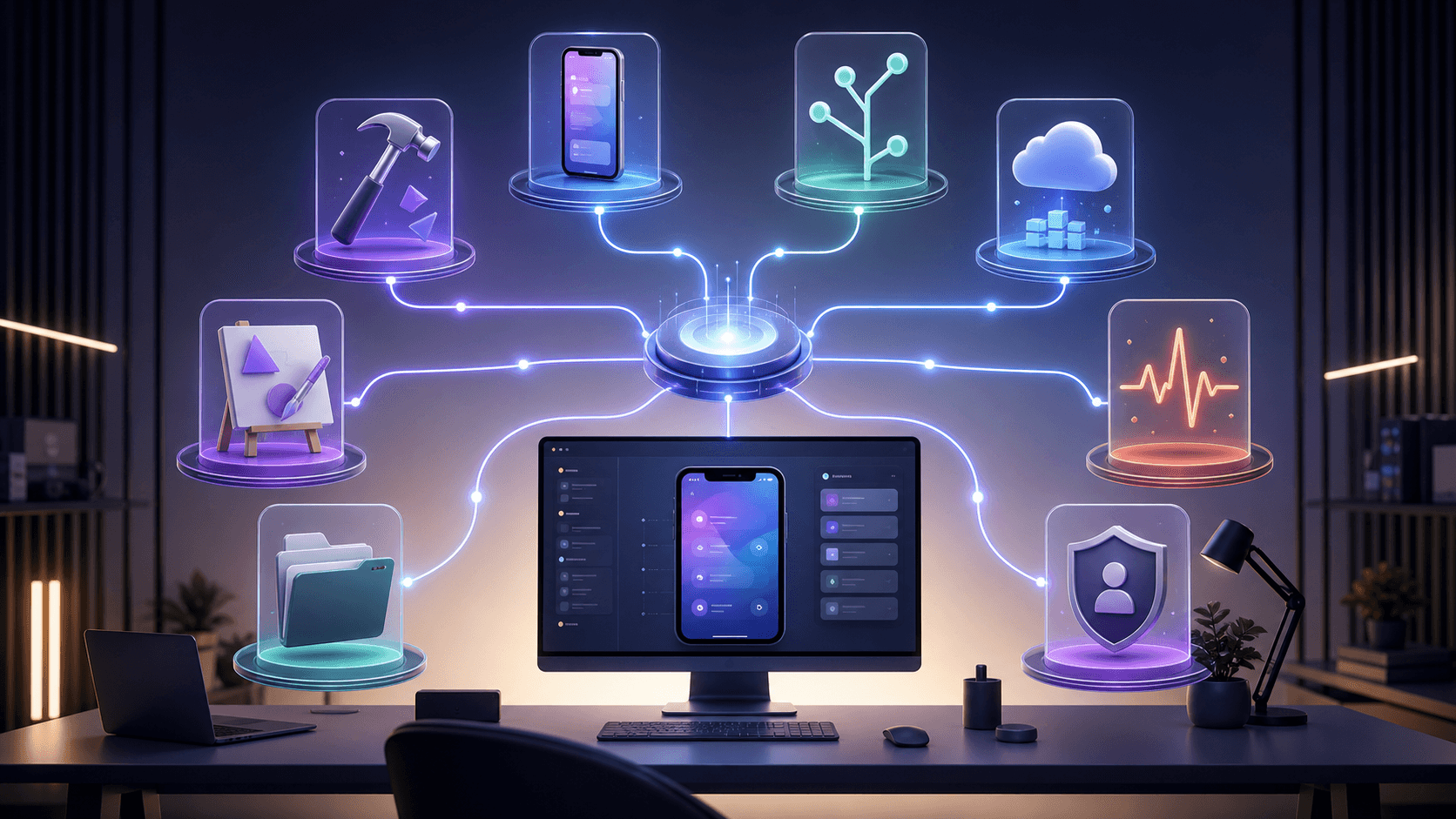 iOS development workflow connecting Xcode, simulator, code, backend, observability, and launch tools through MCP