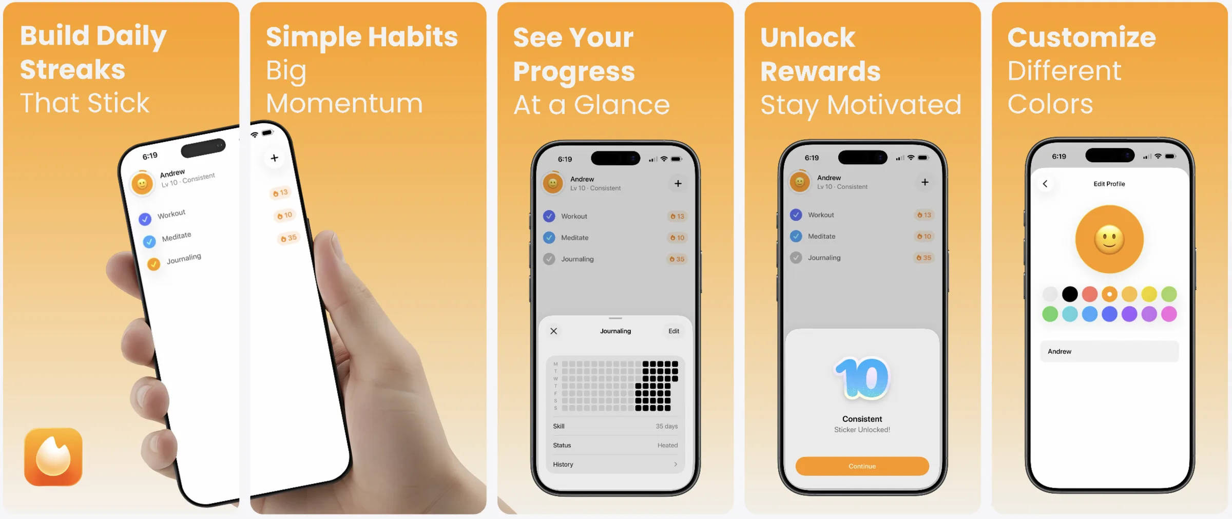 Ember Habits - Habit building app - Created with AppLaunchFlow