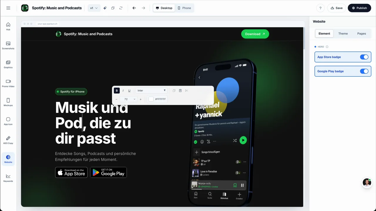 App Landing Page Builder demo video