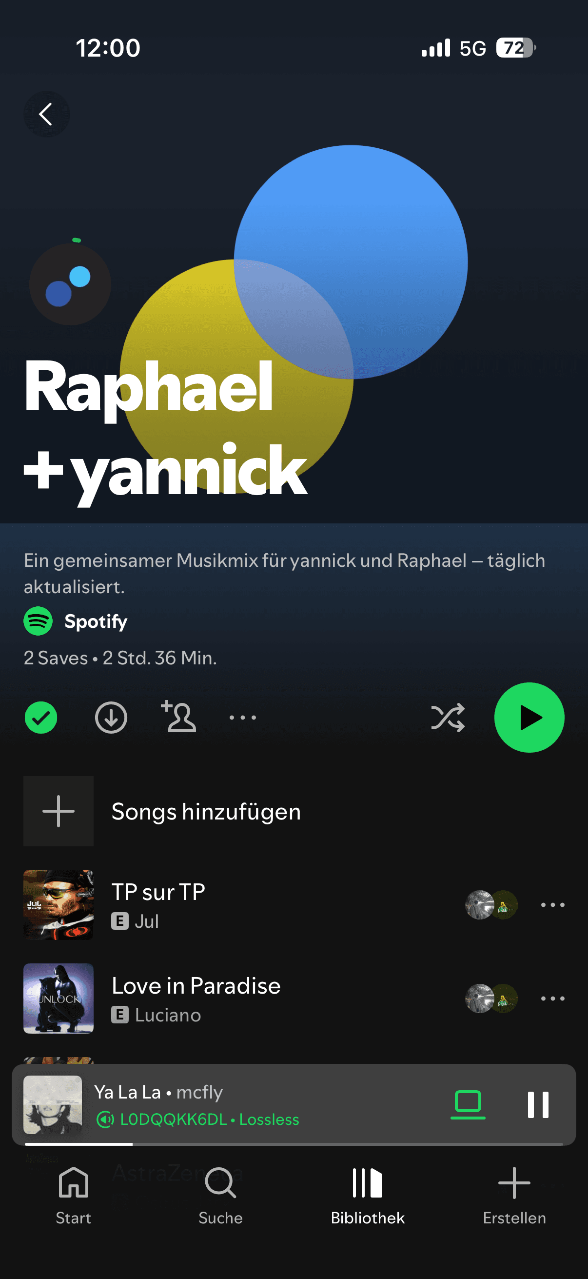 Music app playlist screen used as a promo video source scene