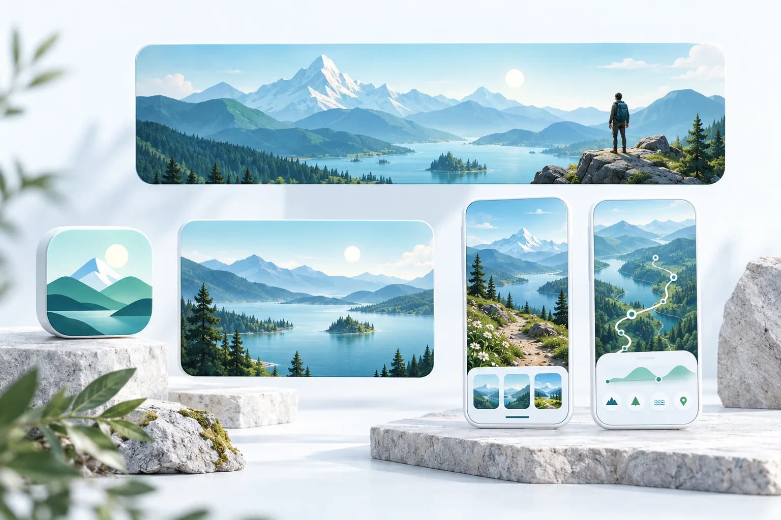 Concept illustration of coordinated App Store artwork and screenshots