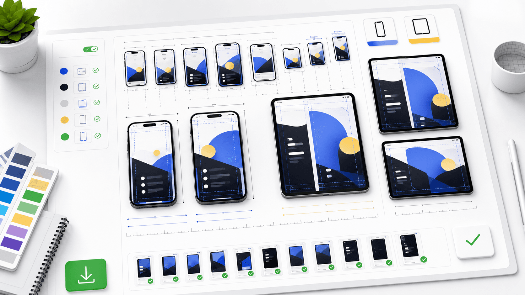 App Store screenshot specification workspace with iPhone and iPad export canvases