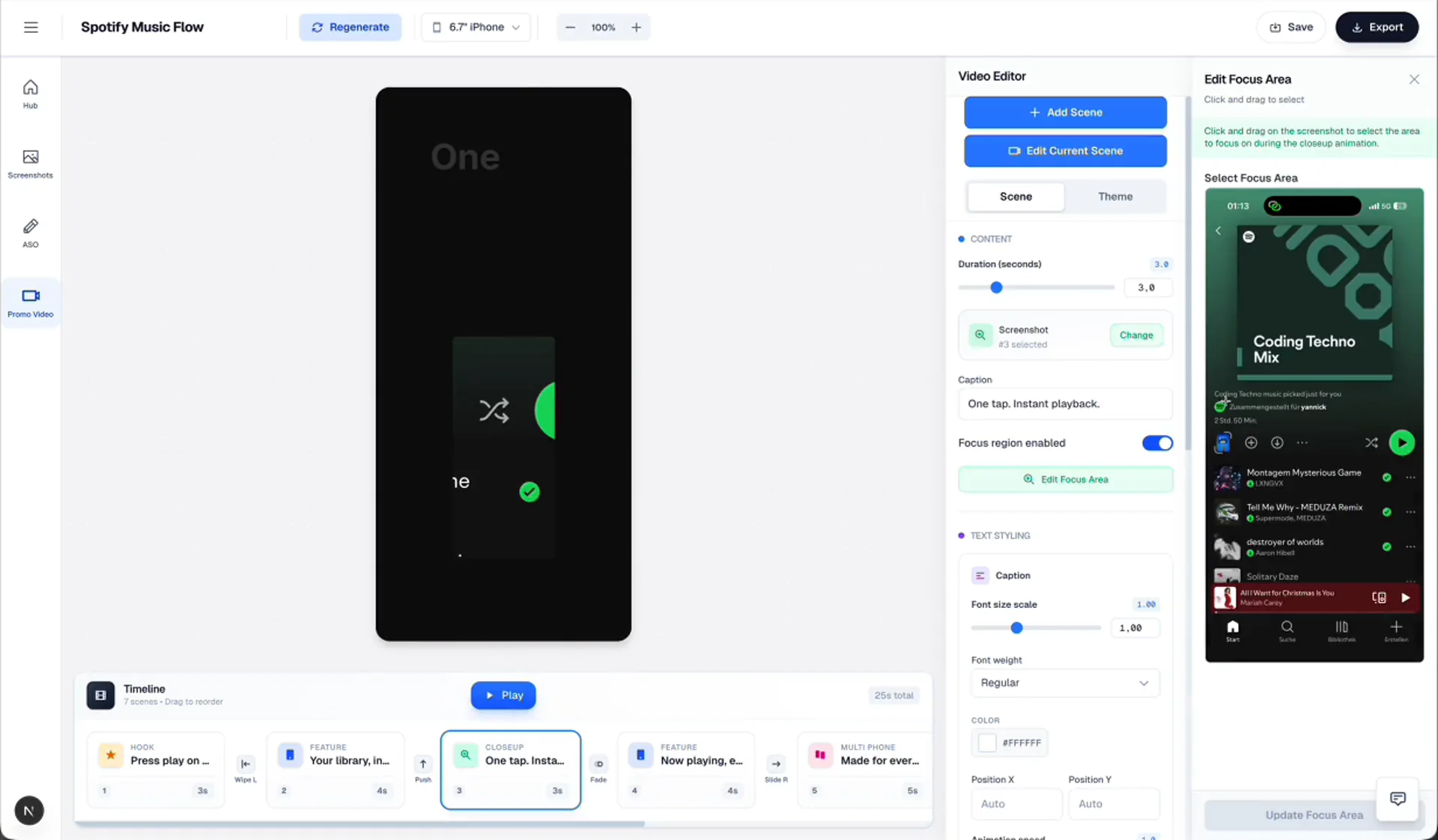 AppLaunchFlow promo video editor focused on a specific scene