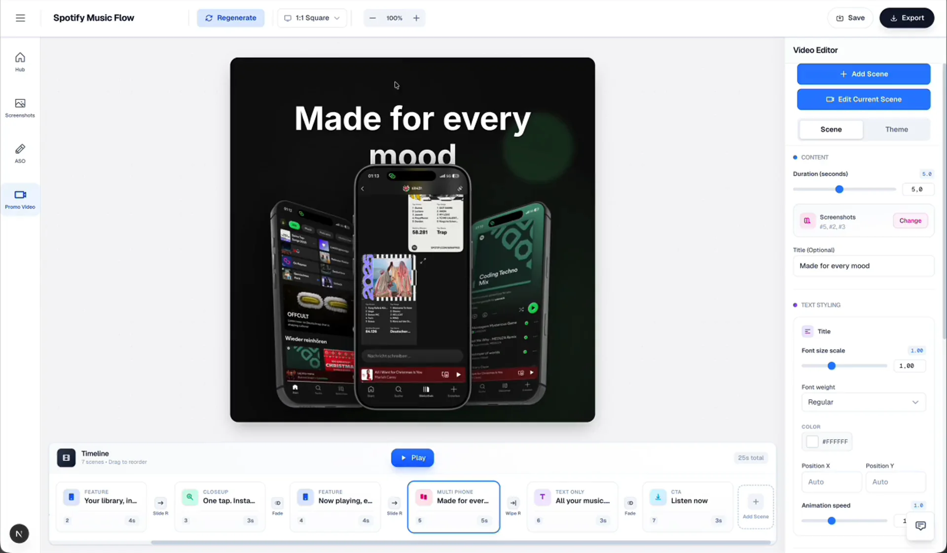 Square promo video scene showing multiple app screens in phone mockups