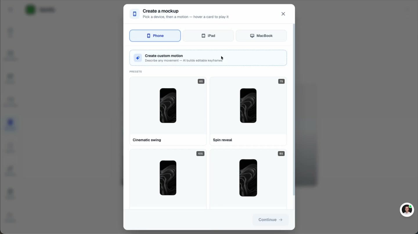 3D mockup animation demo
