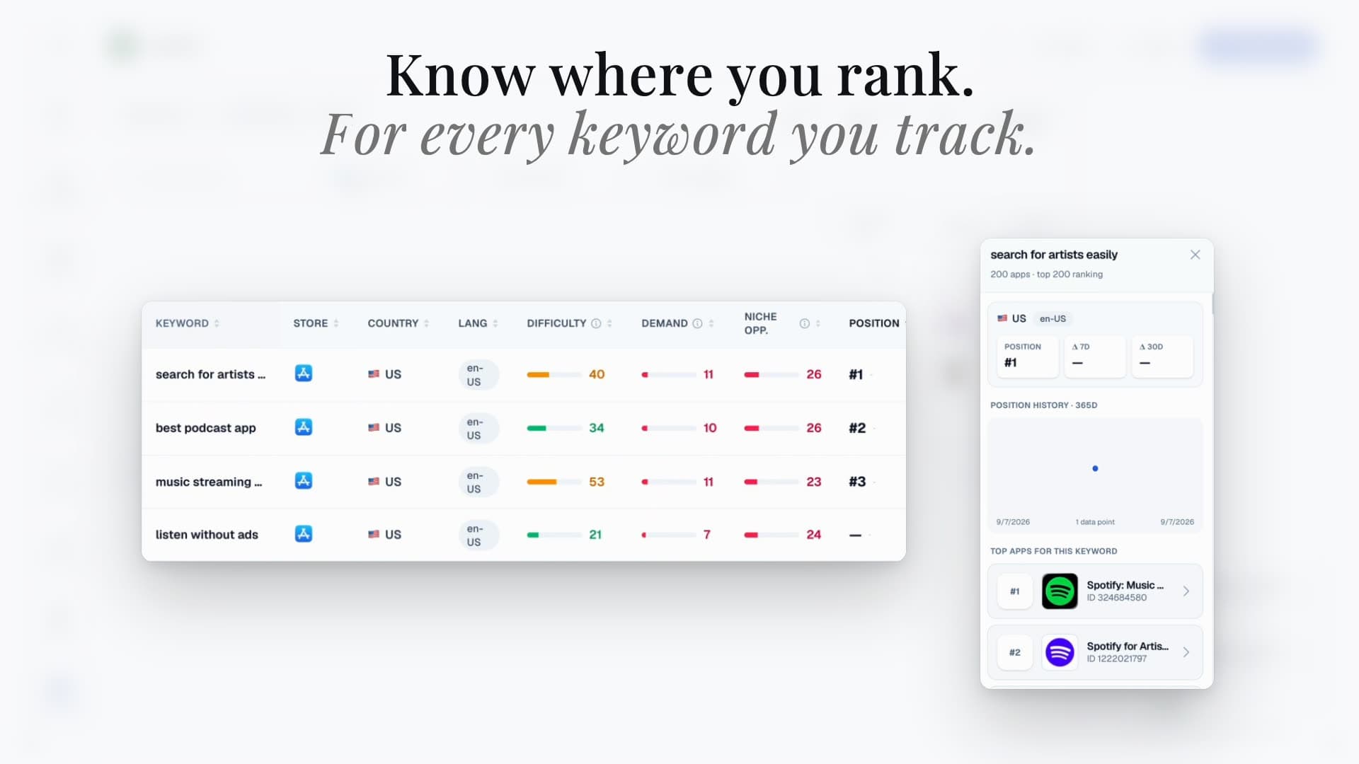 Keyword rankings and competitor trends dashboard
