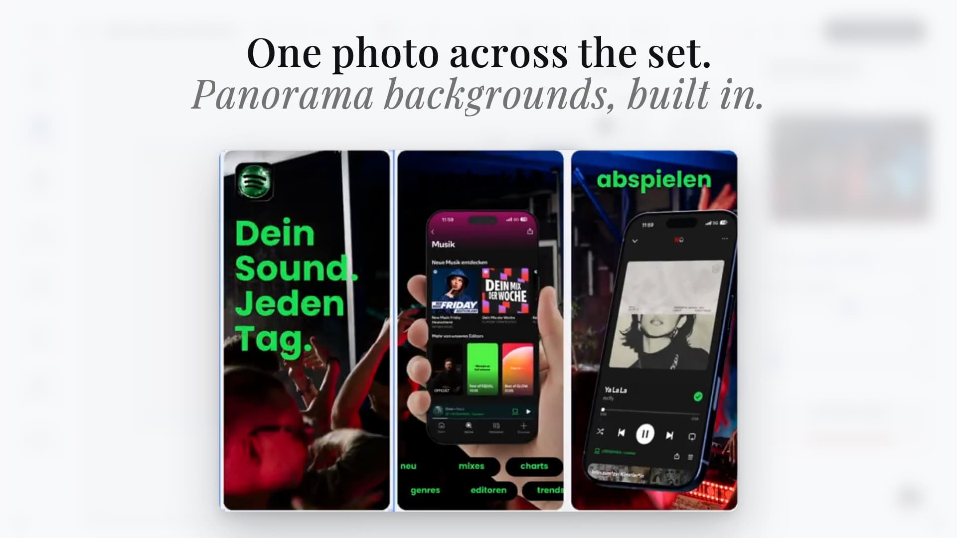 Panorama and overflow layouts product preview