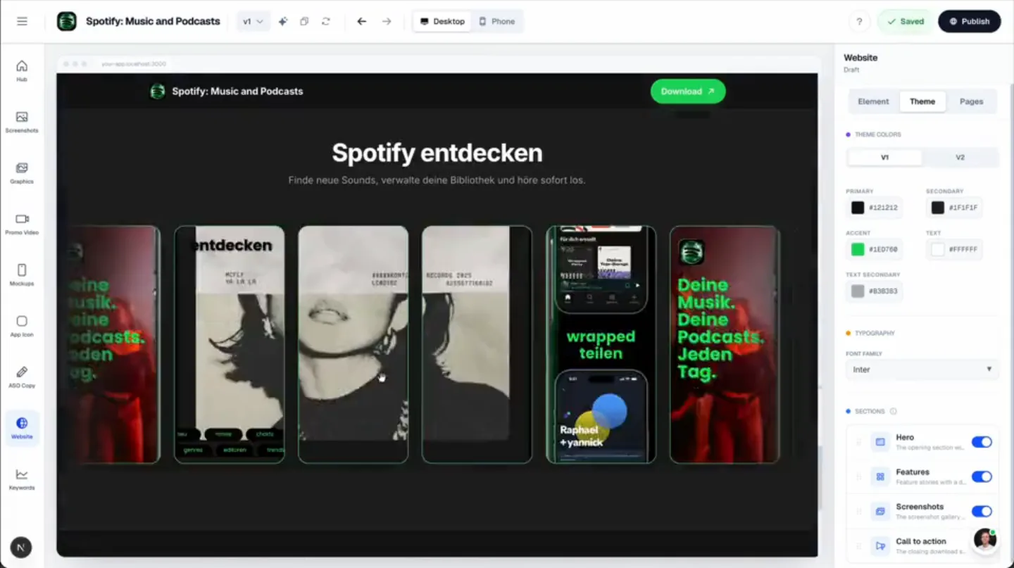 App Landing Page Builder demo video
